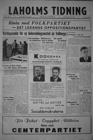 Förstasidan, Lördag 15 september 1962