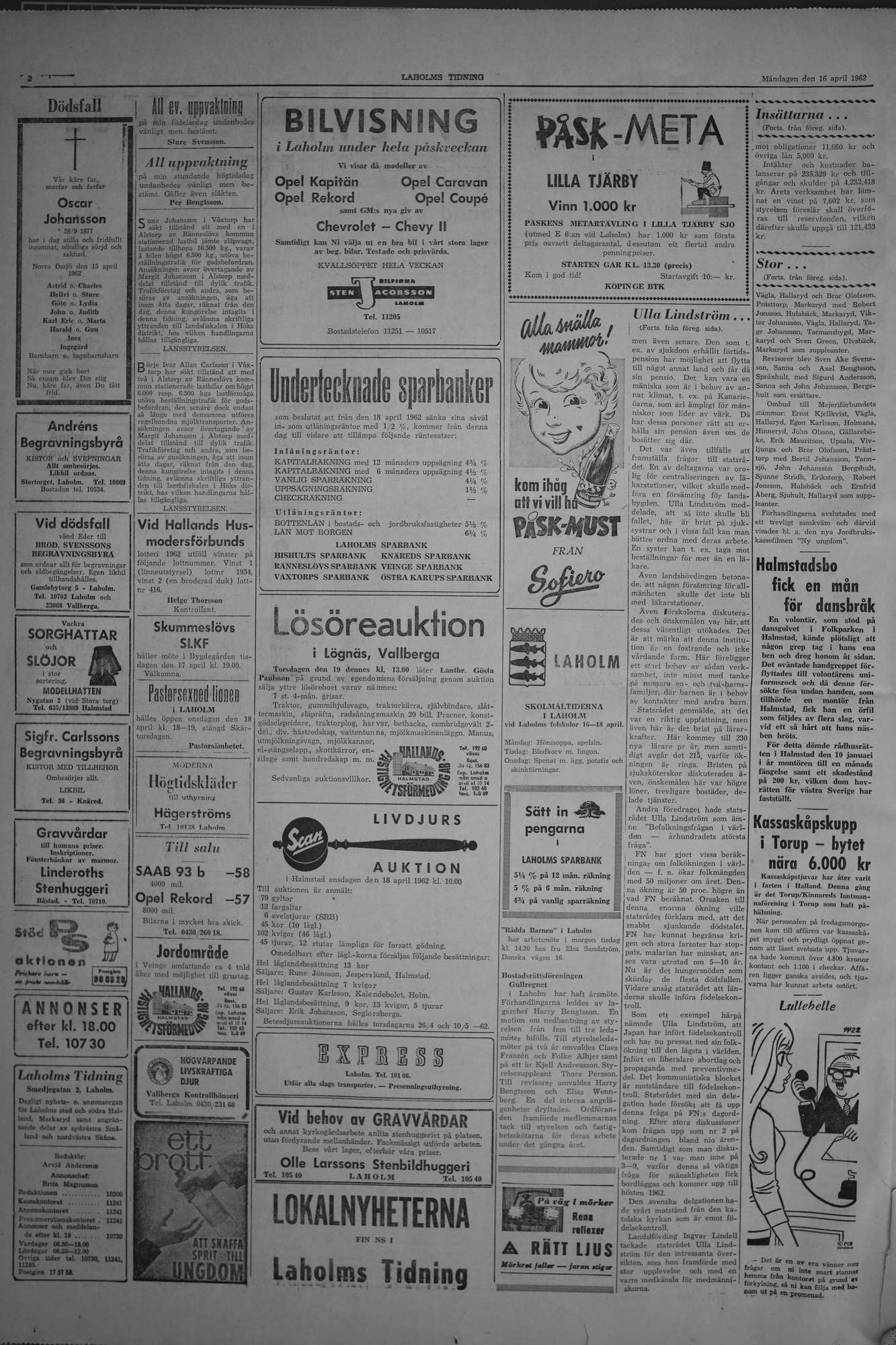Laholms Tidning Måndag 16 april 1962, sida 2