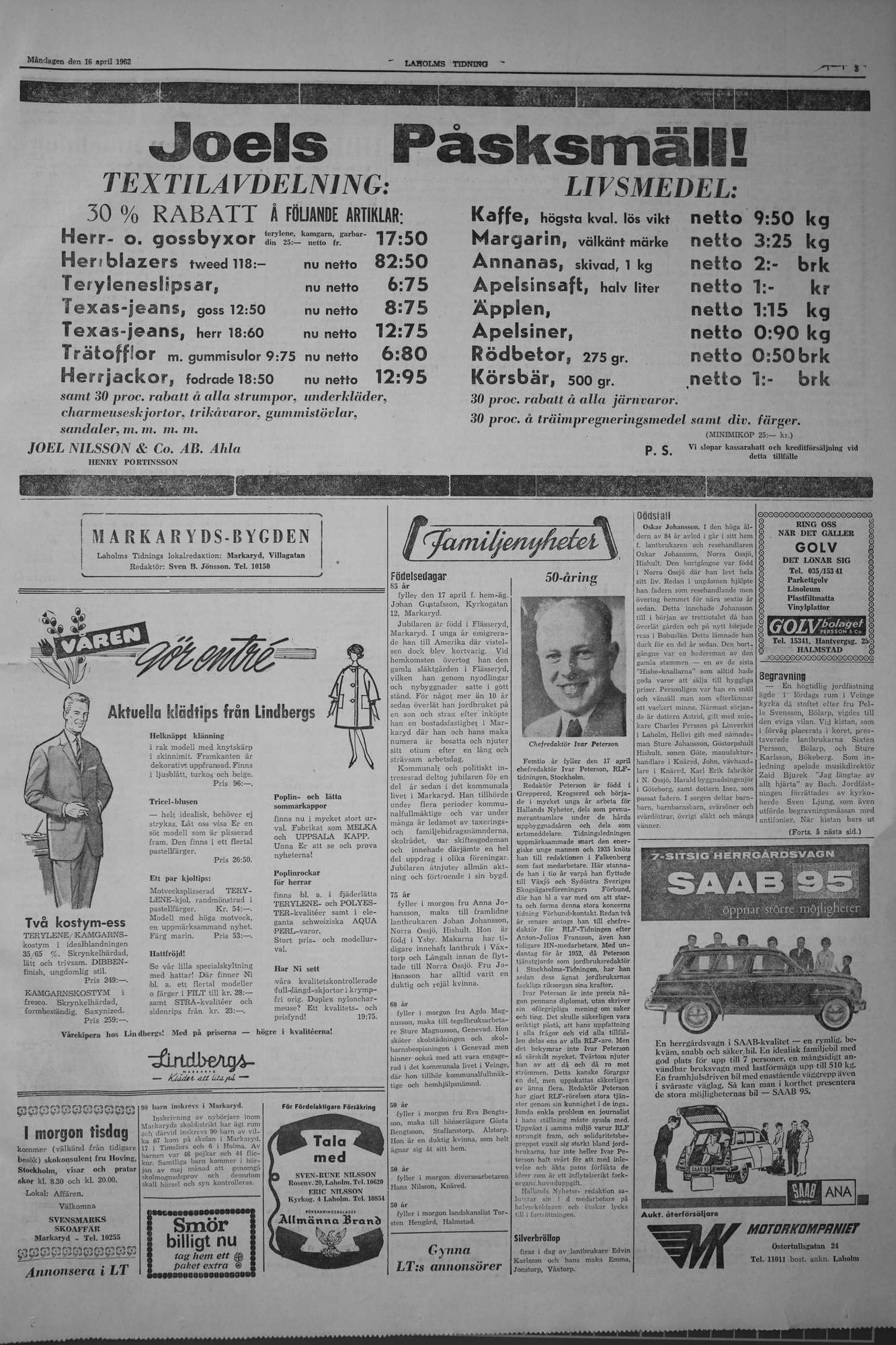 Laholms Tidning Måndag 16 april 1962, sida 3