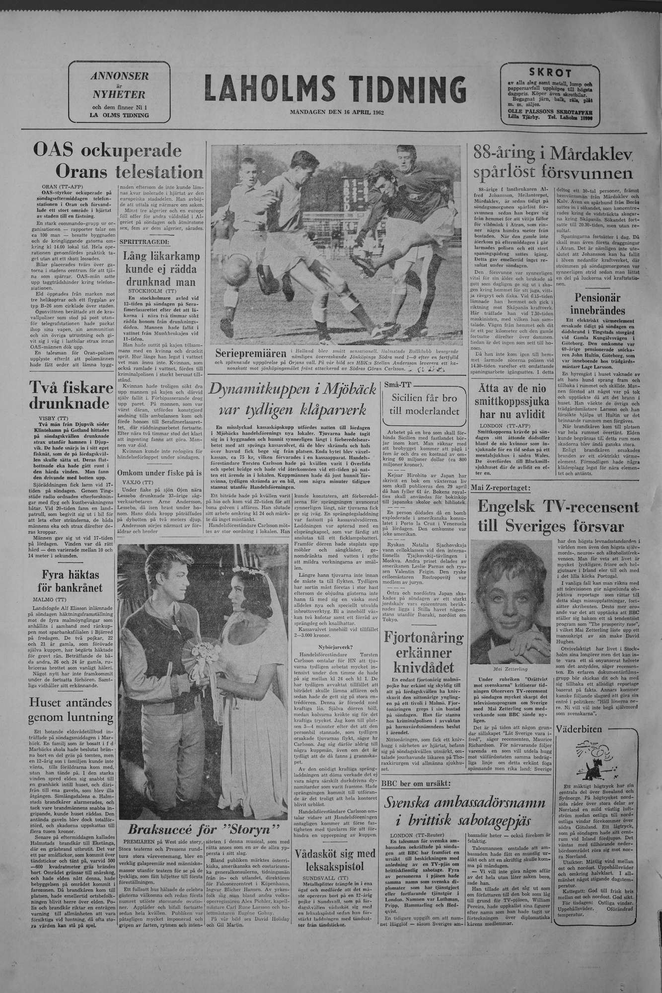 Laholms Tidning Måndag 16 april 1962, sida 8
