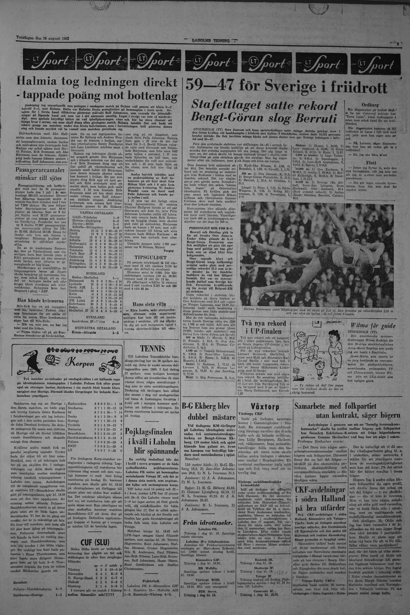 Laholms Tidning Torsdag 16 augusti 1962, sida 5