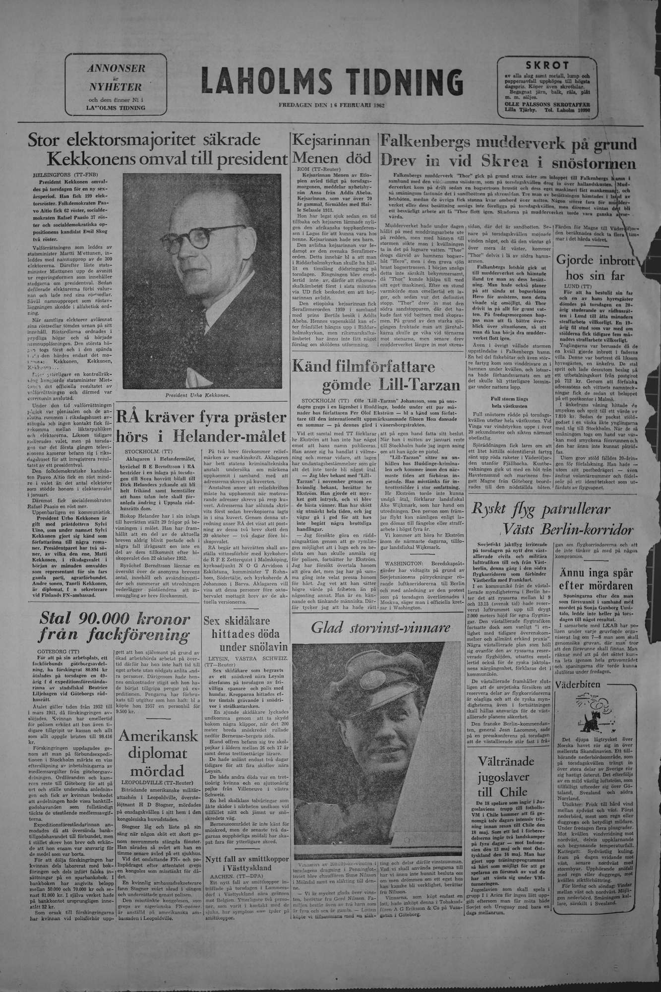 Laholms Tidning Fredag 16 februari 1962, sida 8