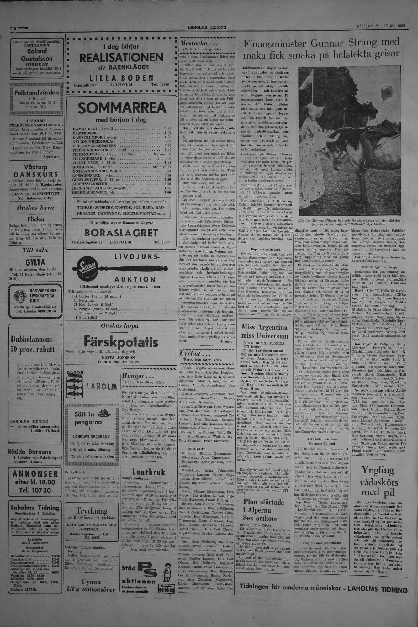 Laholms Tidning Måndag 16 juli 1962, sida 2