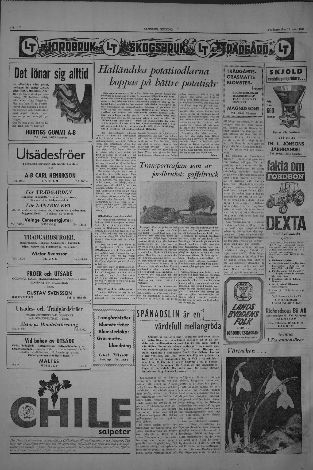 Laholms Tidning Fredag 16 mars 1962, sida 4