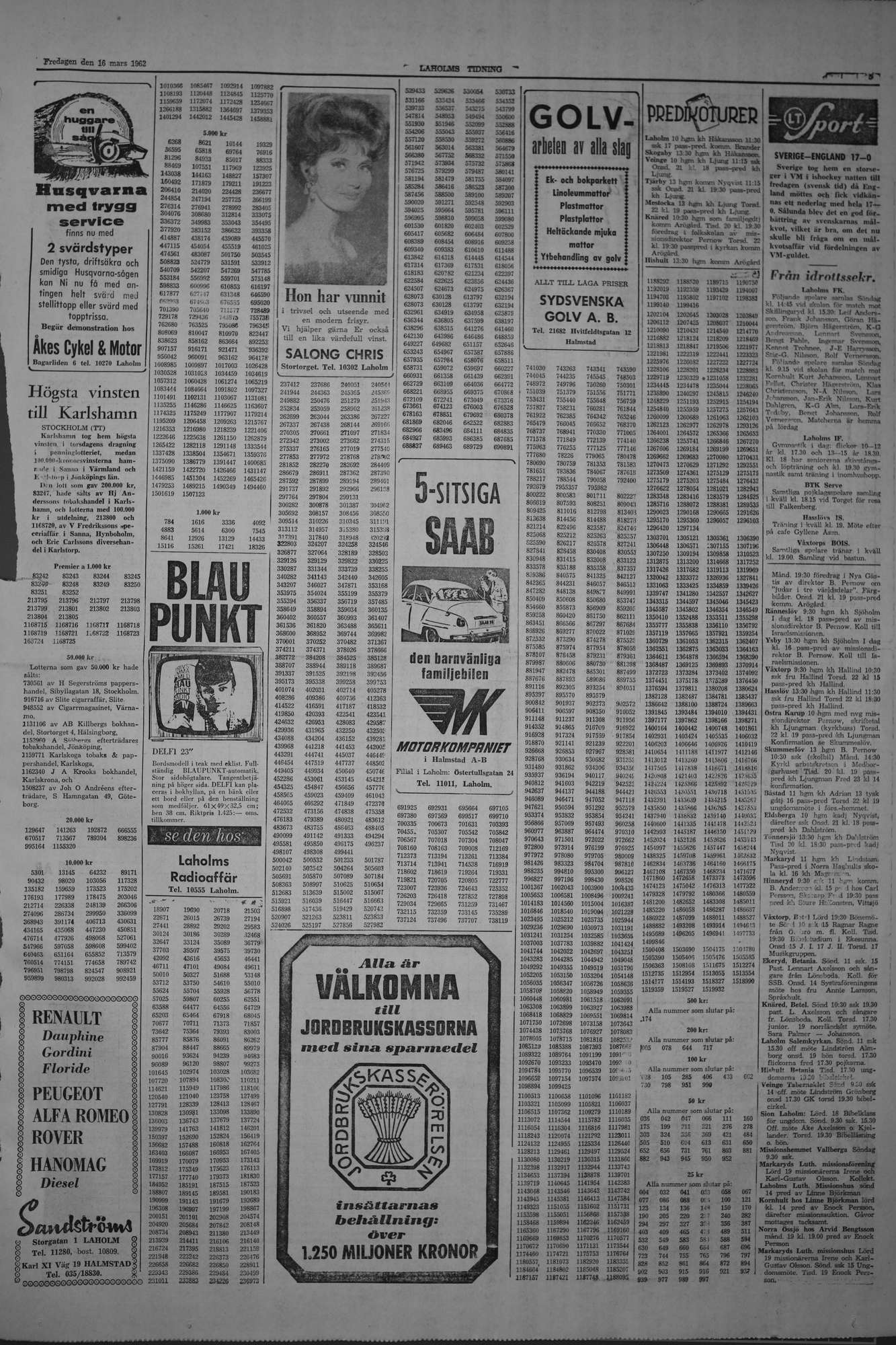 Laholms Tidning Fredag 16 mars 1962, sida 5