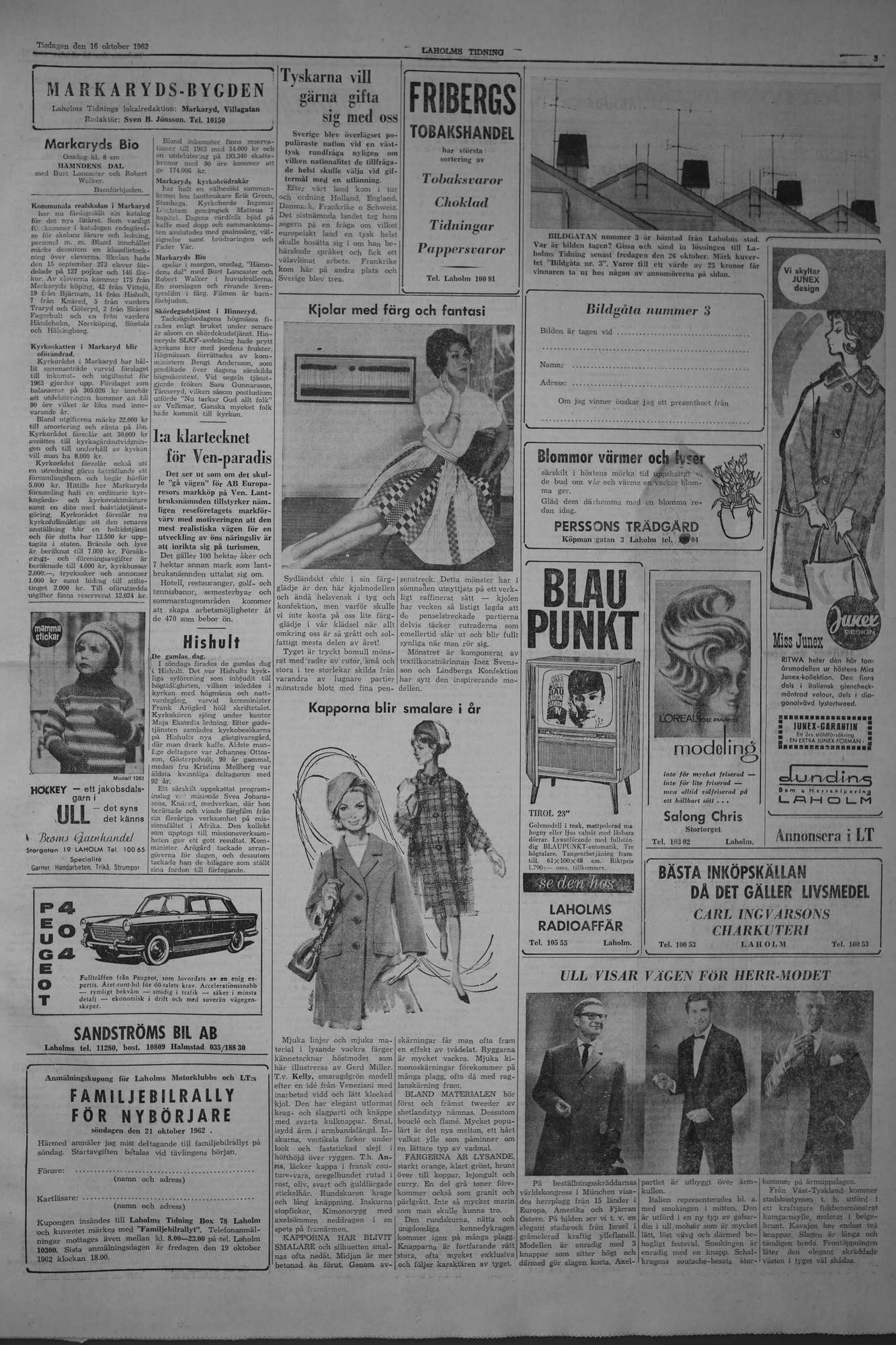 Laholms Tidning Tisdag 16 oktober 1962, sida 3