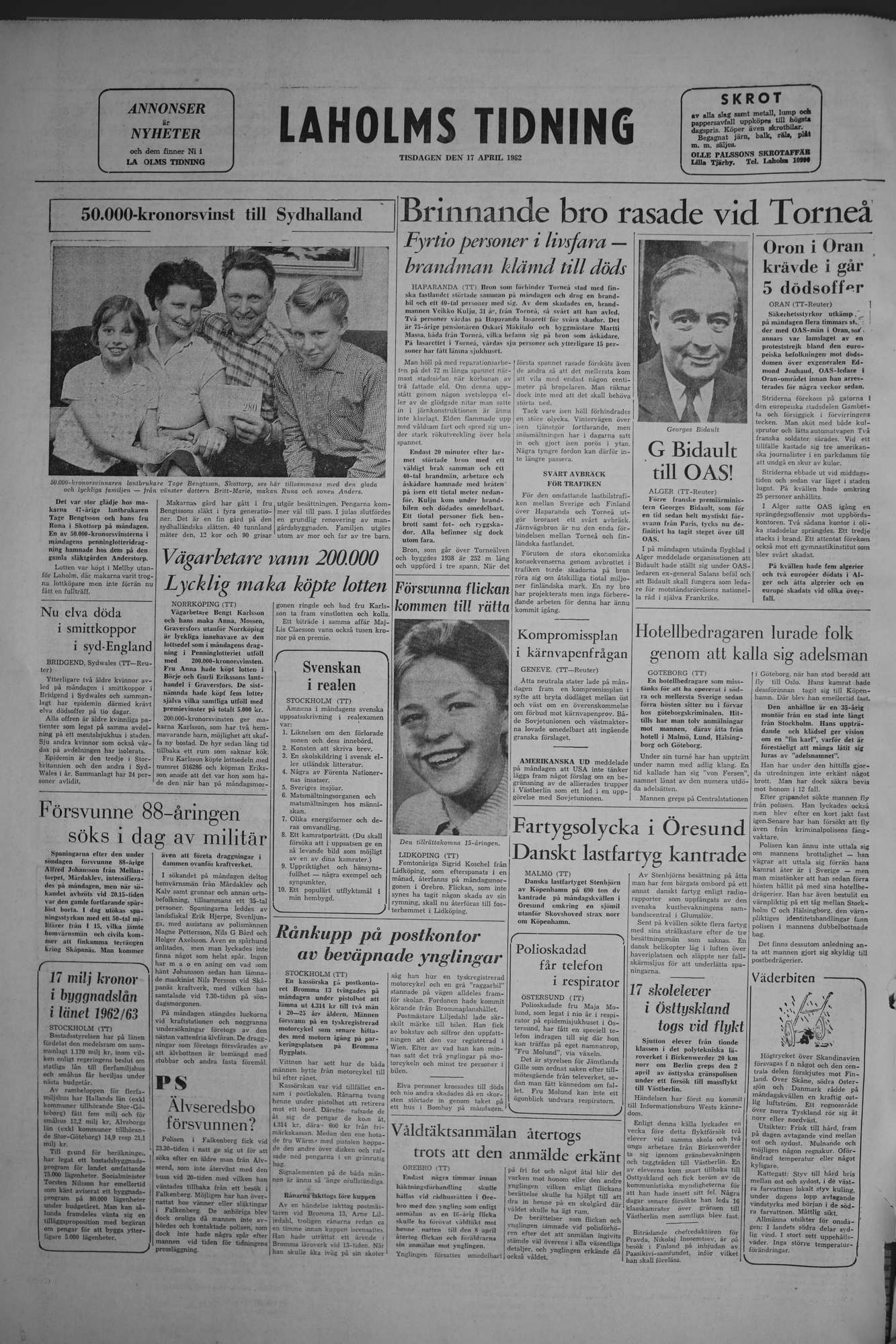Laholms Tidning Tisdag 17 april 1962, sida 8