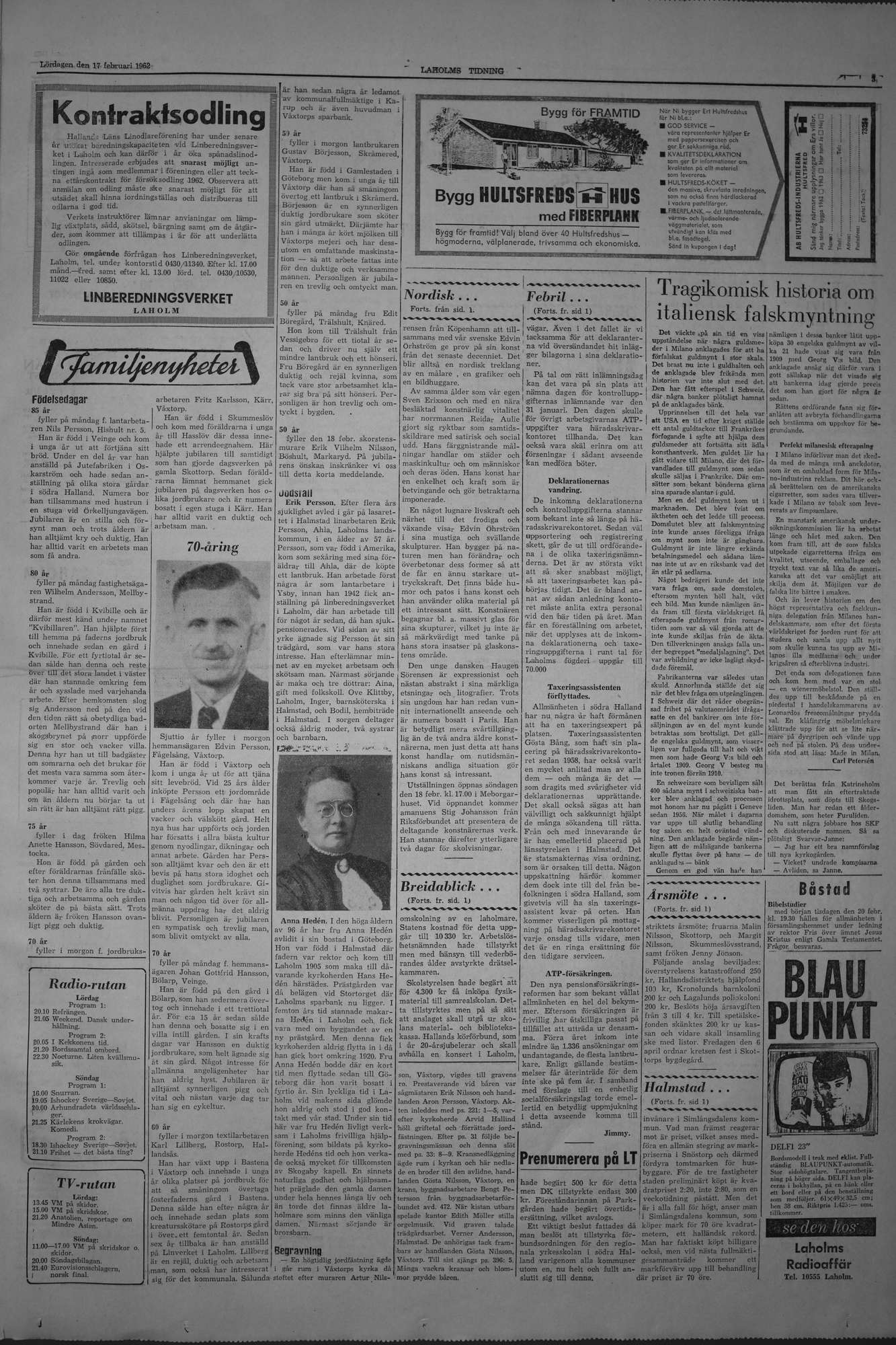 Laholms Tidning Lördag 17 februari 1962, sida 3