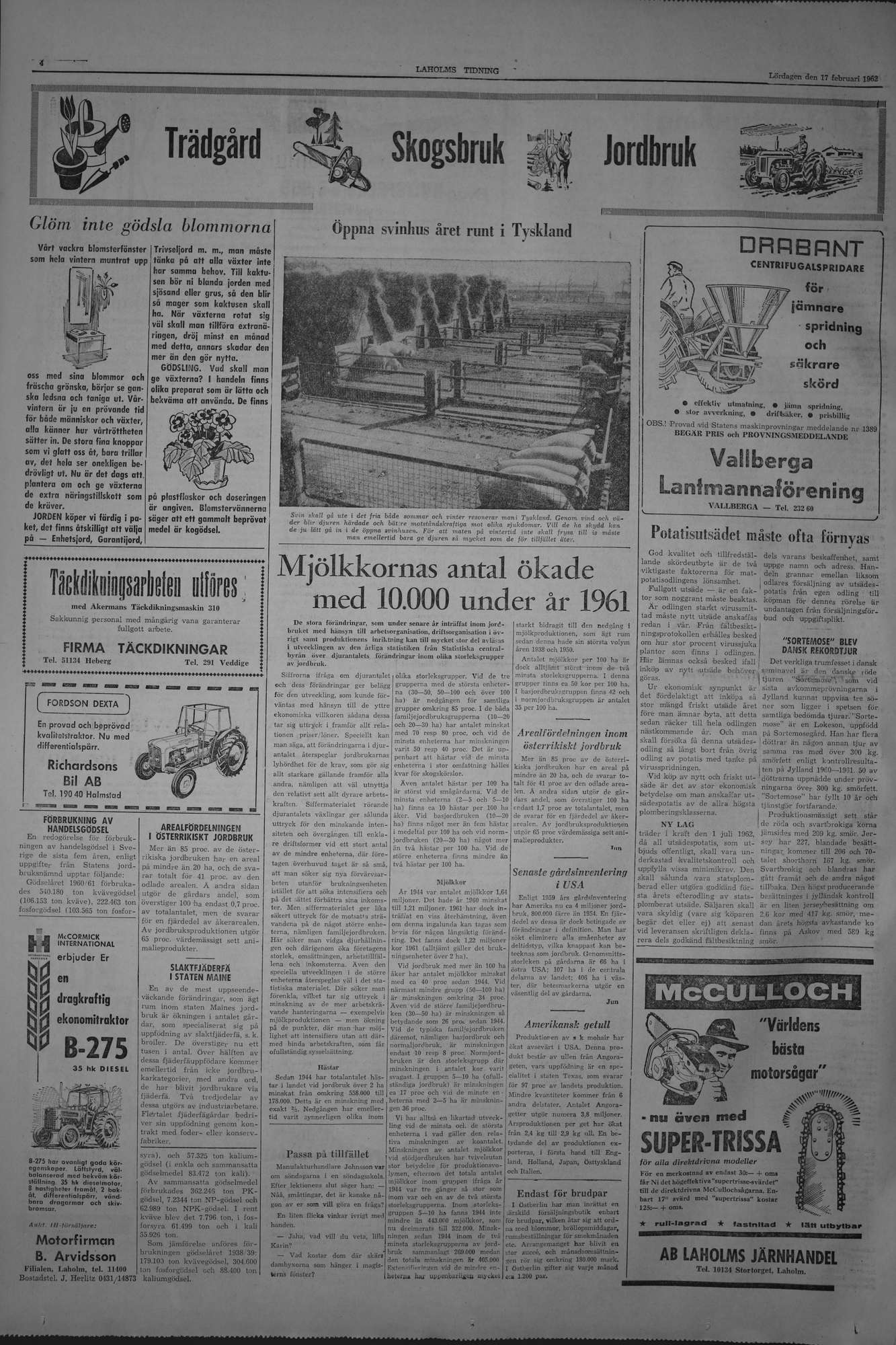 Laholms Tidning Lördag 17 februari 1962, sida 4