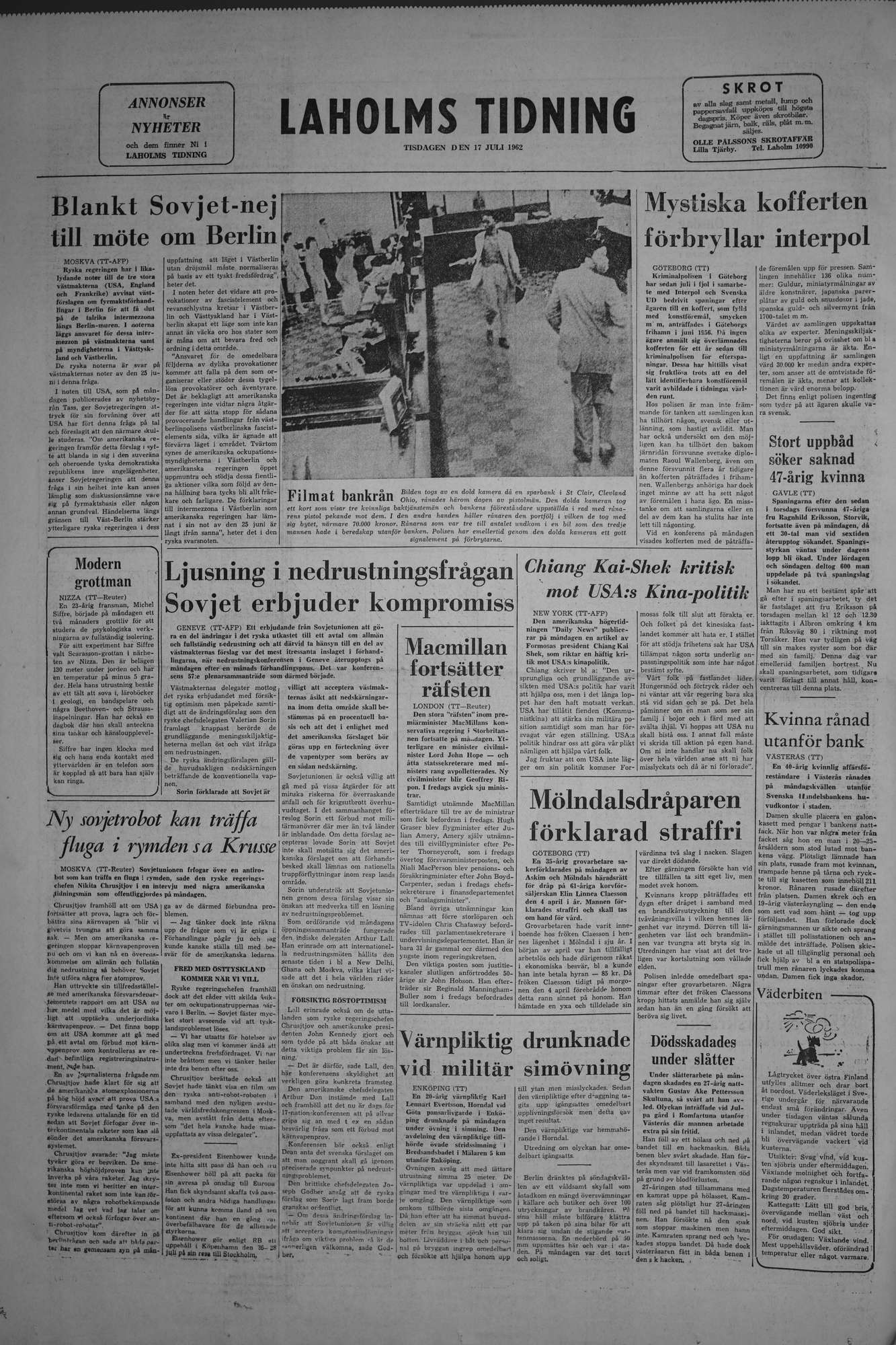 Laholms Tidning Tisdag 17 juli 1962, sida 8
