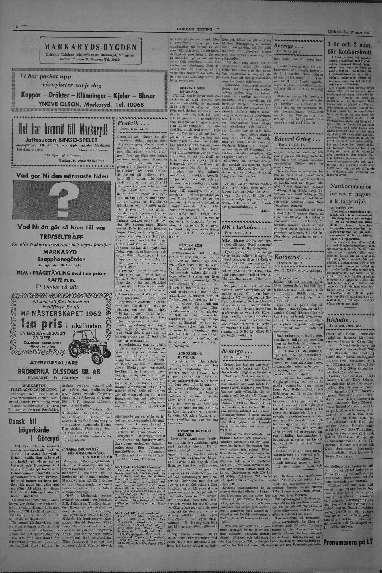 Laholms Tidning Lördag 17 mars 1962, sida 4