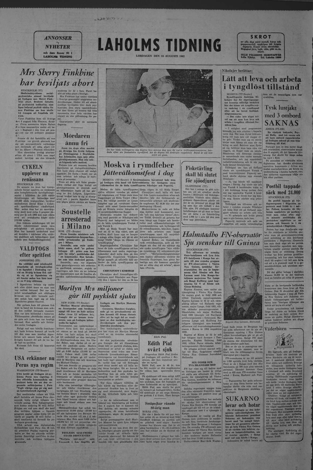 Laholms Tidning Lördag 18 augusti 1962, sida 8