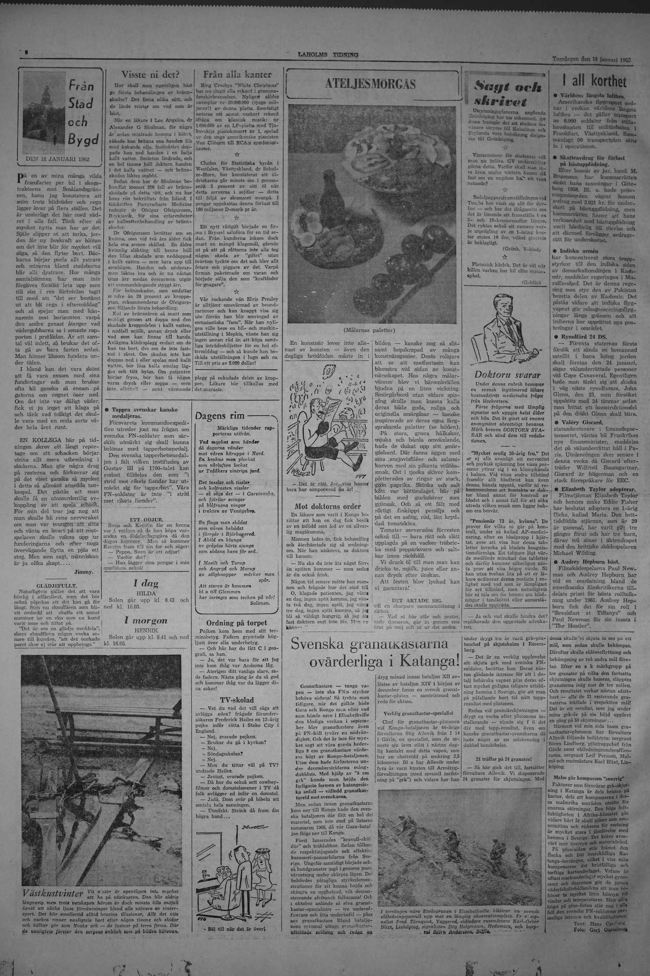 Laholms Tidning Torsdag 18 januari 1962, sida 6