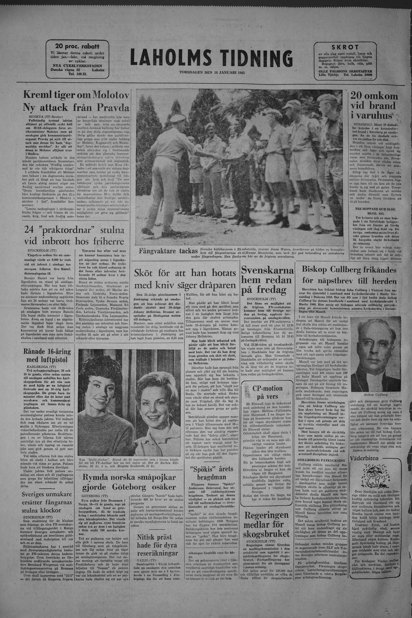 Laholms Tidning Torsdag 18 januari 1962, sida 8