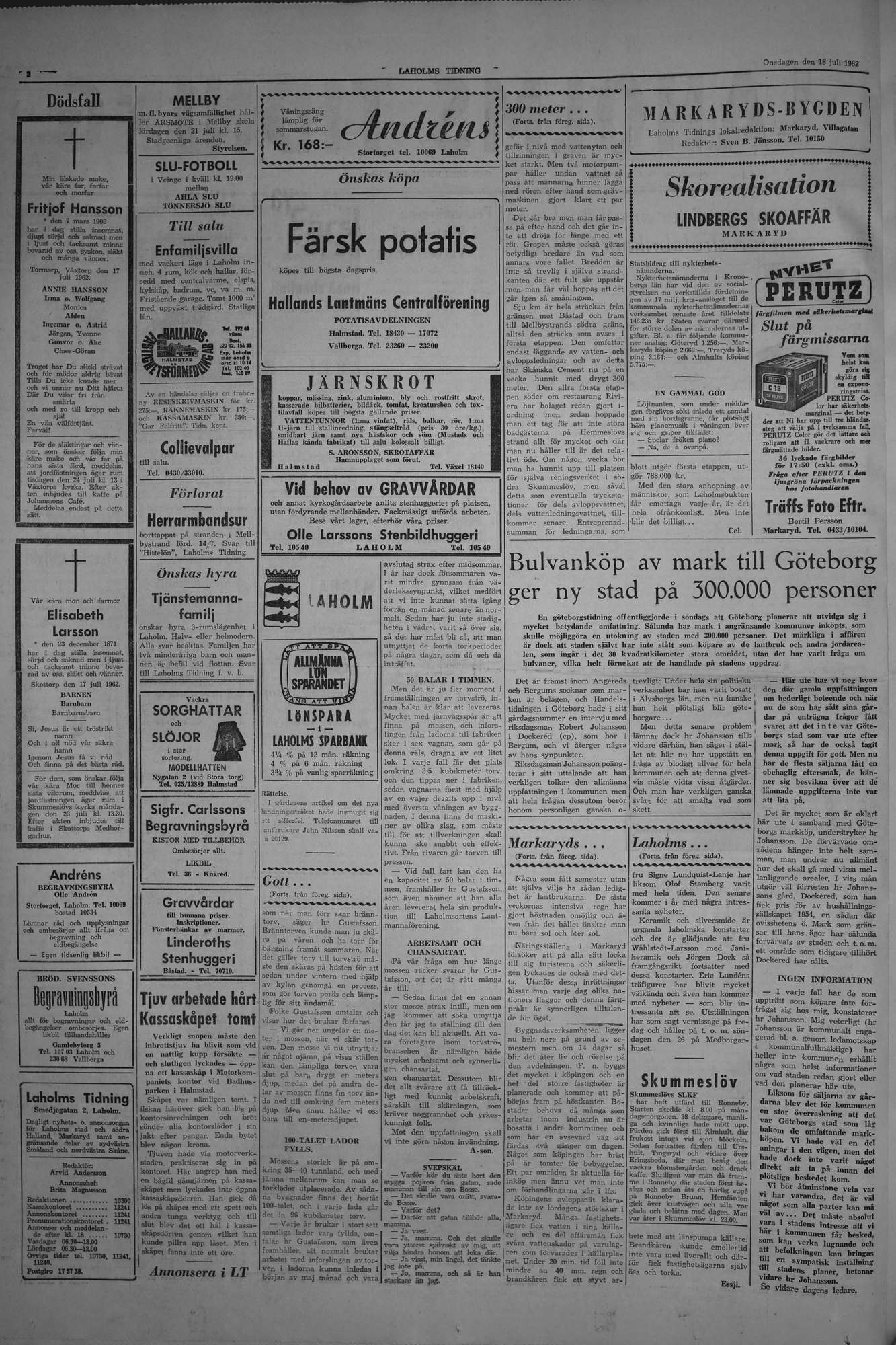 Laholms Tidning Onsdag 18 juli 1962, sida 2