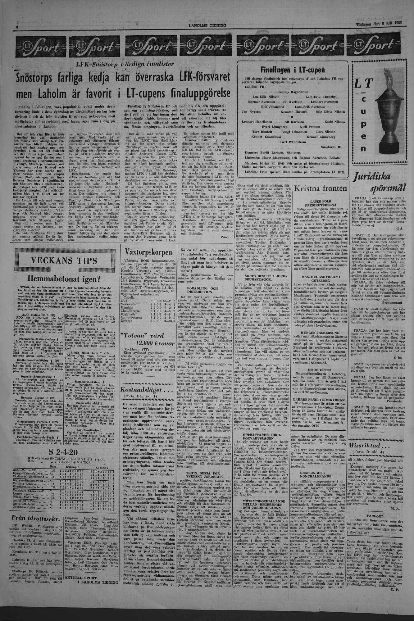 Laholms Tidning Tisdag 6 juli 1965, sida 6