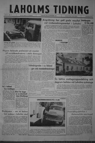 Förstasidan, Tisdag 18 september 1962