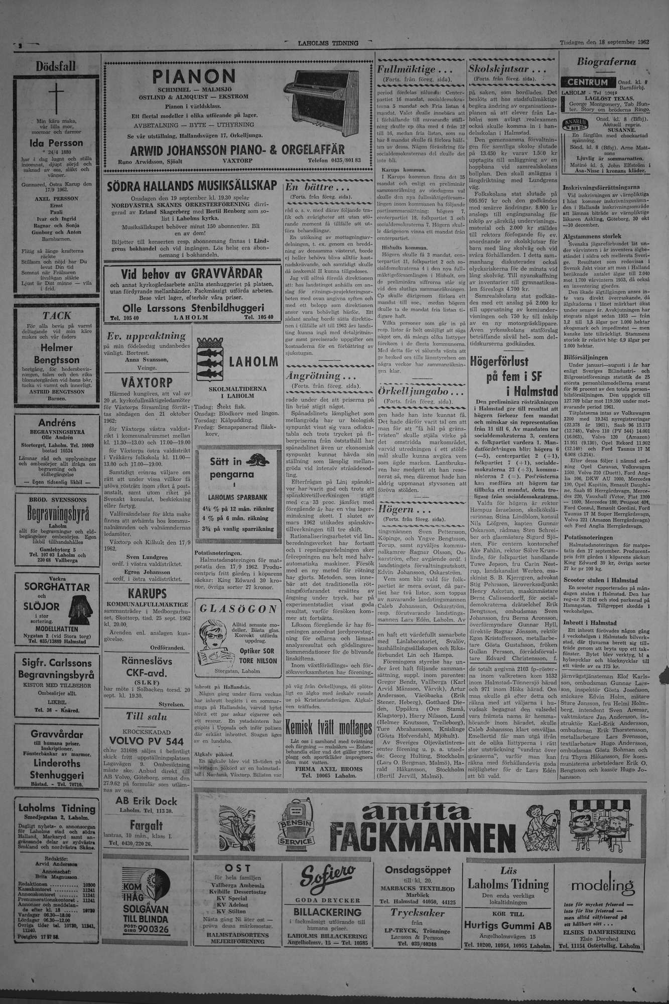 Laholms Tidning Tisdag 18 september 1962, sida 2