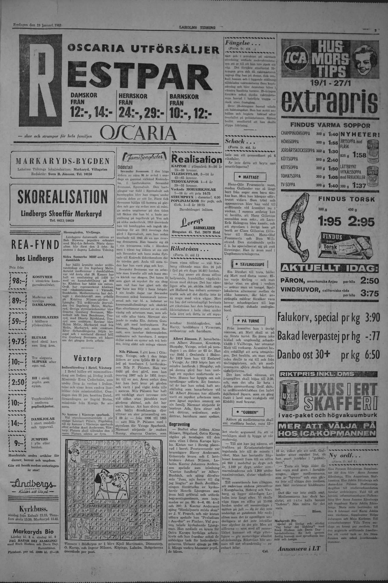 Laholms Tidning Fredag 19 januari 1962, sida 3
