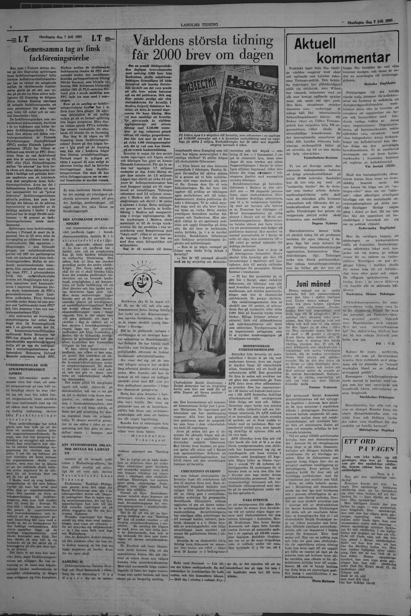 Laholms Tidning Onsdag 7 juli 1965, sida 4
