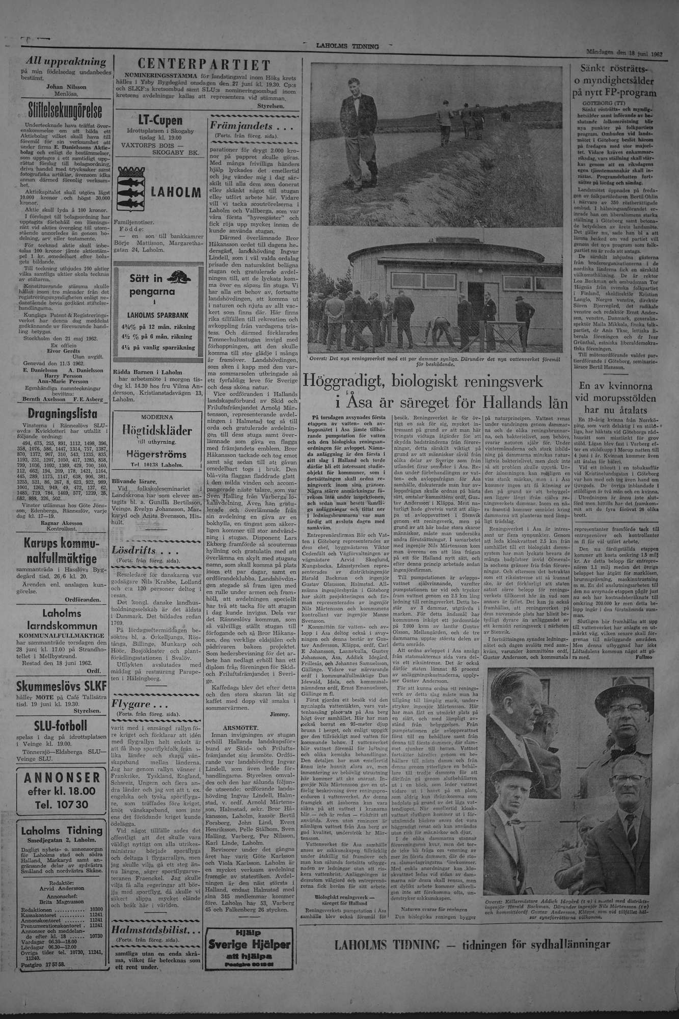 Laholms Tidning Tisdag 19 juni 1962, sida 2