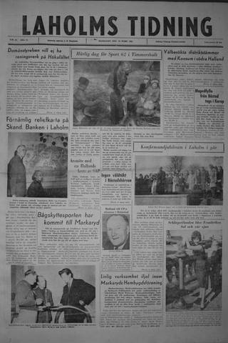 Förstasidan, Måndag 19 mars 1962
