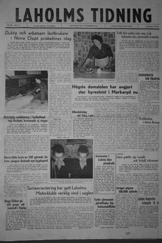 Förstasidan, Måndag 19 november 1962