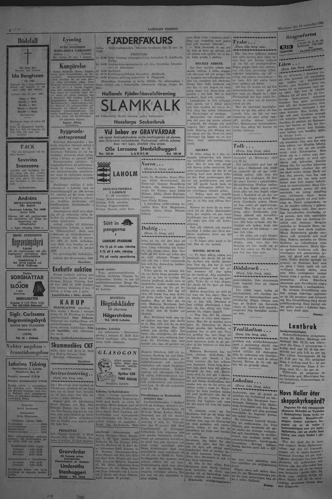 Laholms Tidning Måndag 19 november 1962, sida 2