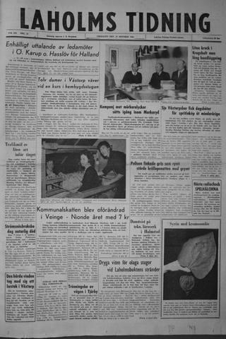 Förstasidan, Fredag 19 oktober 1962