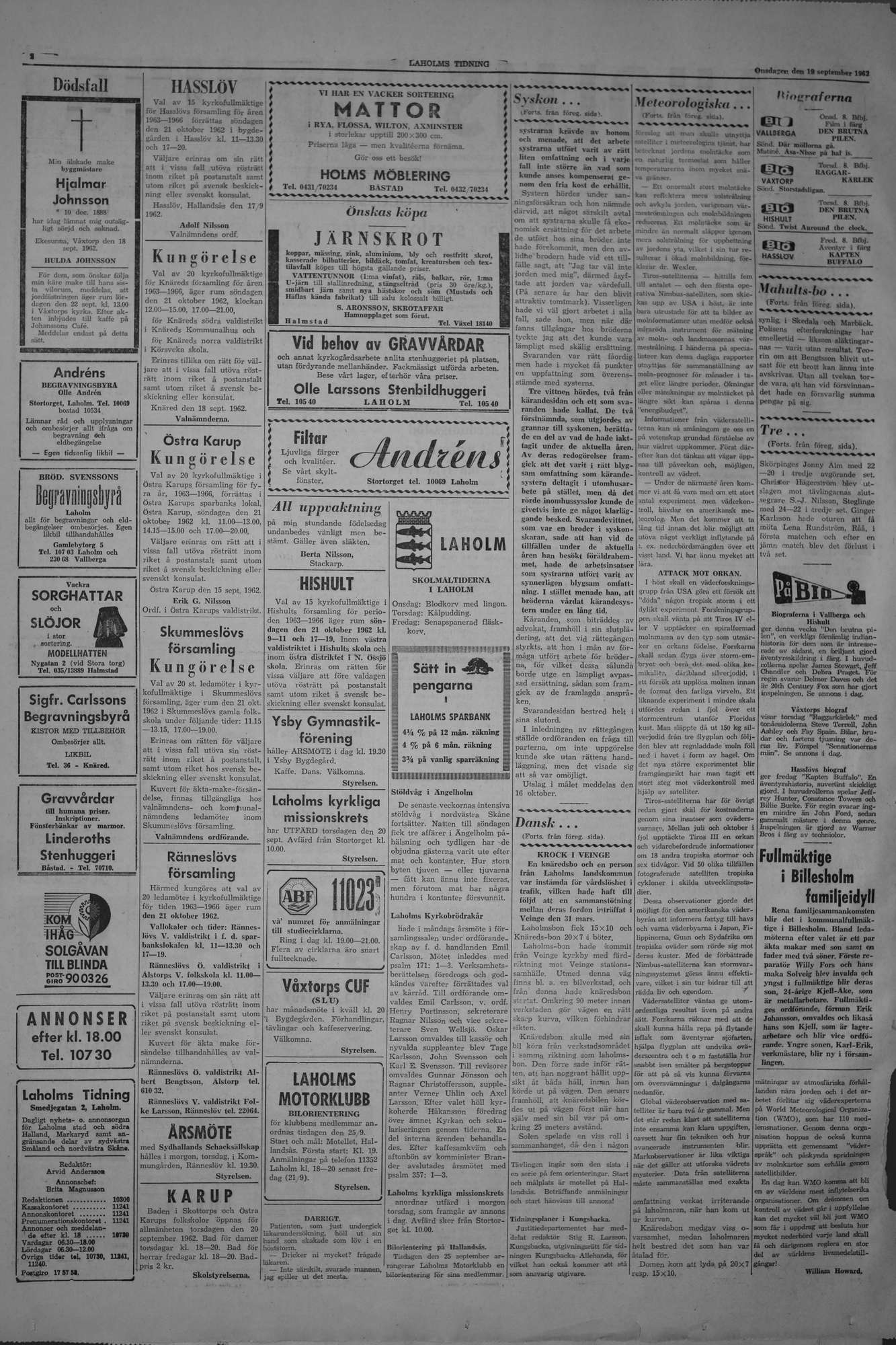 Laholms Tidning Onsdag 19 september 1962, sida 2