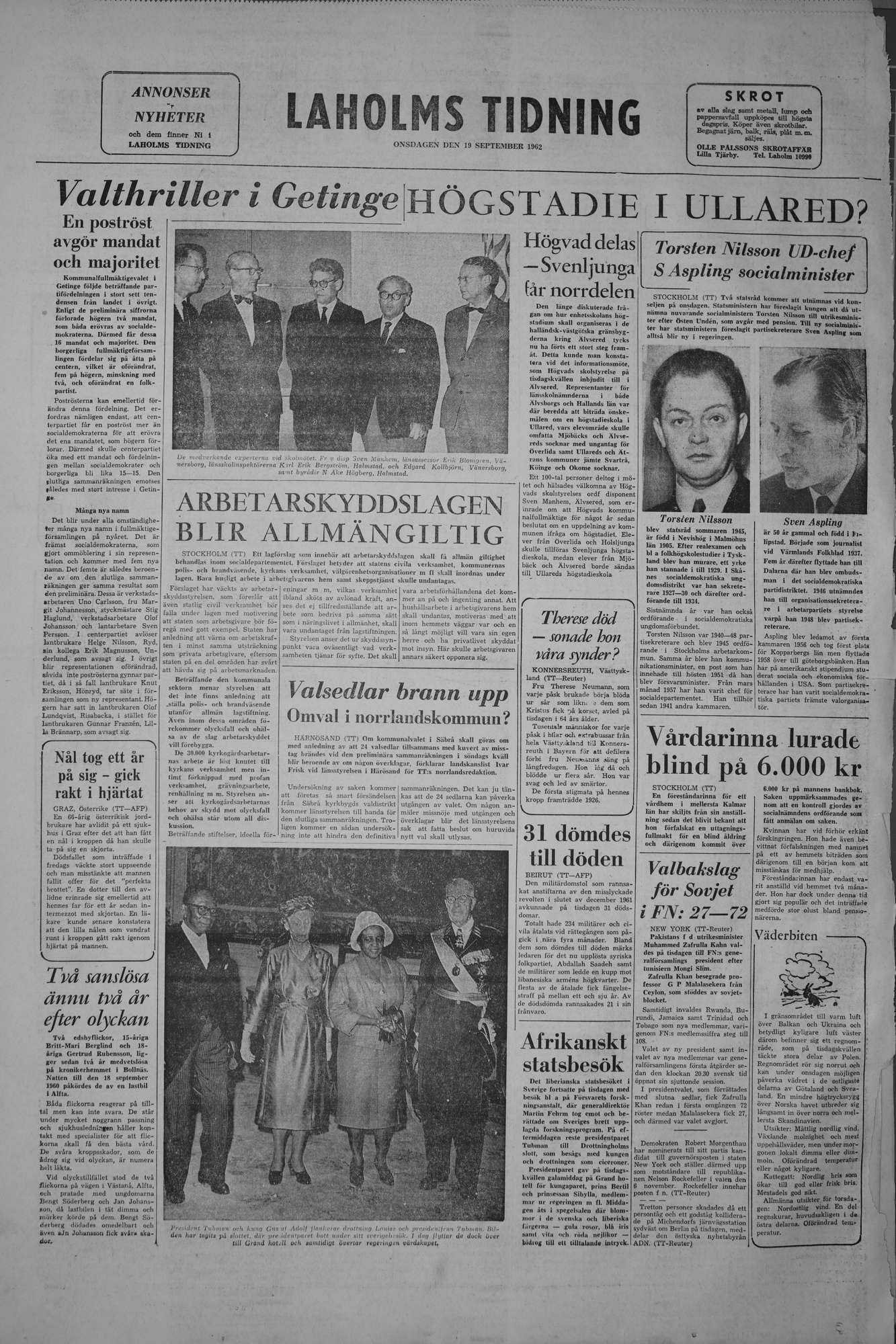 Laholms Tidning Onsdag 19 september 1962, sida 8