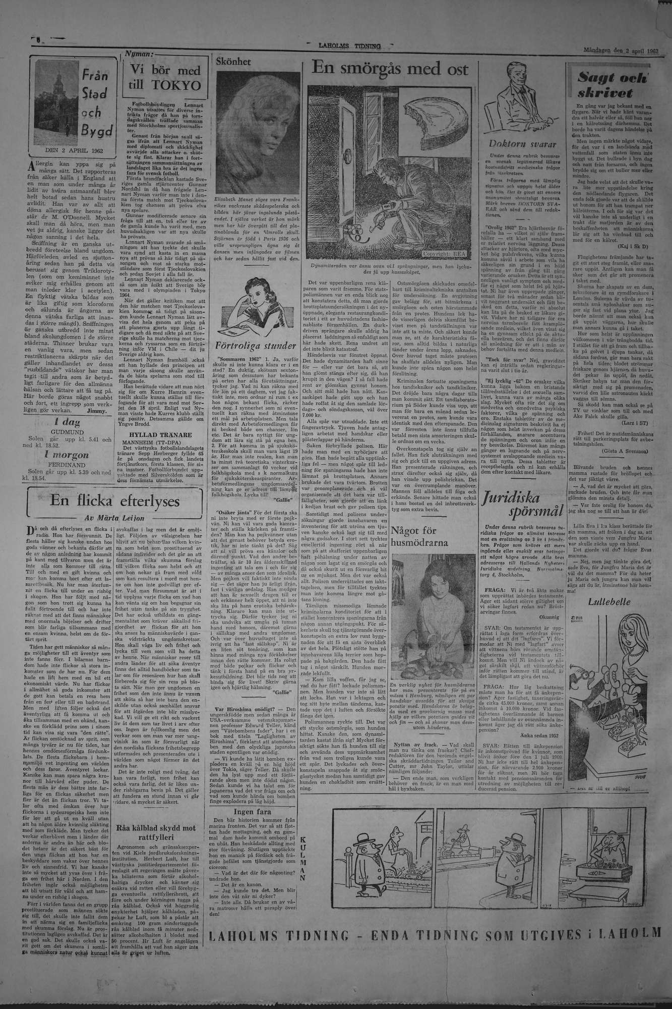 Laholms Tidning Måndag 2 april 1962, sida 6