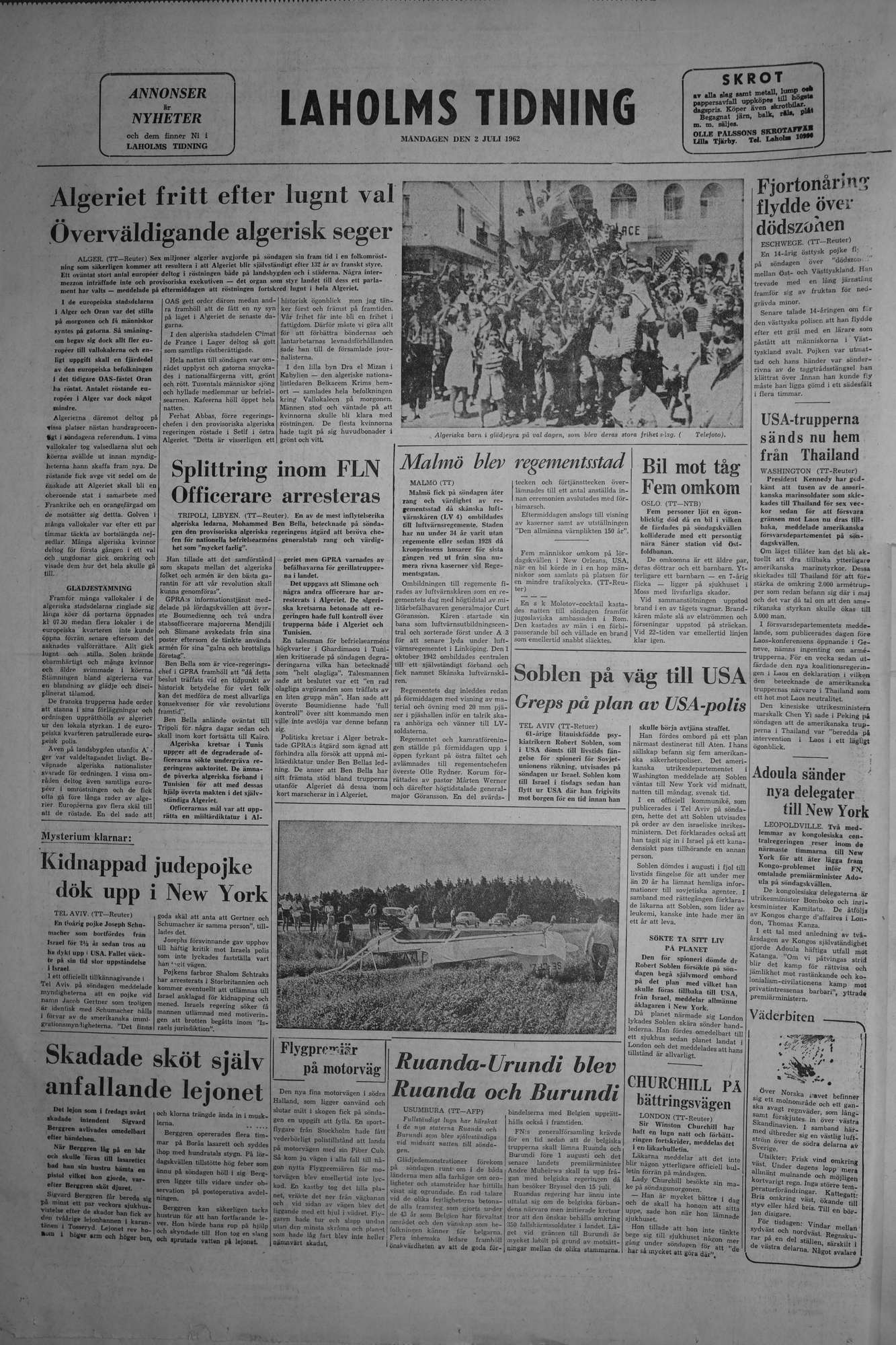 Laholms Tidning Måndag 2 juli 1962, sida 8