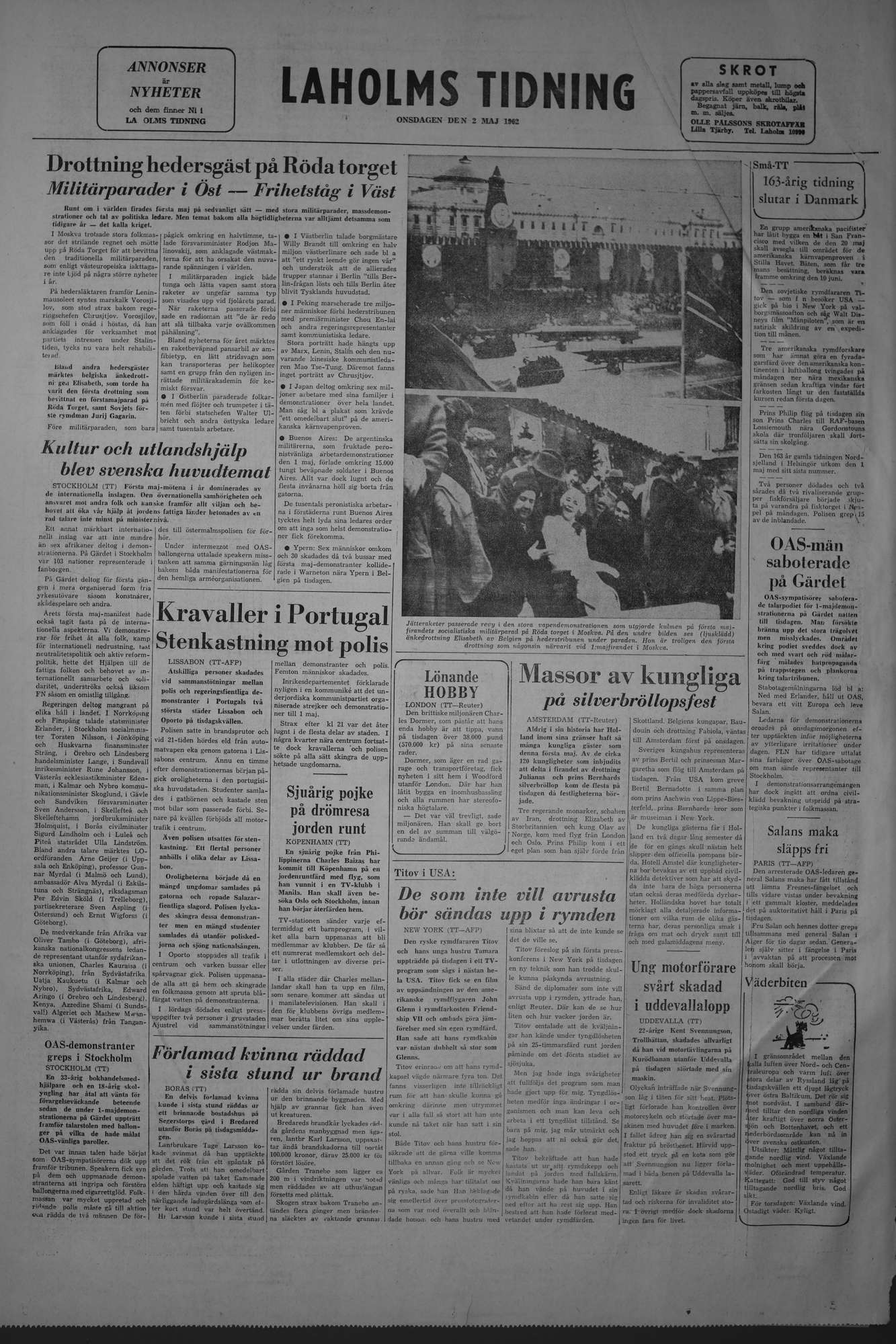 Laholms Tidning Onsdag 2 maj 1962, sida 8