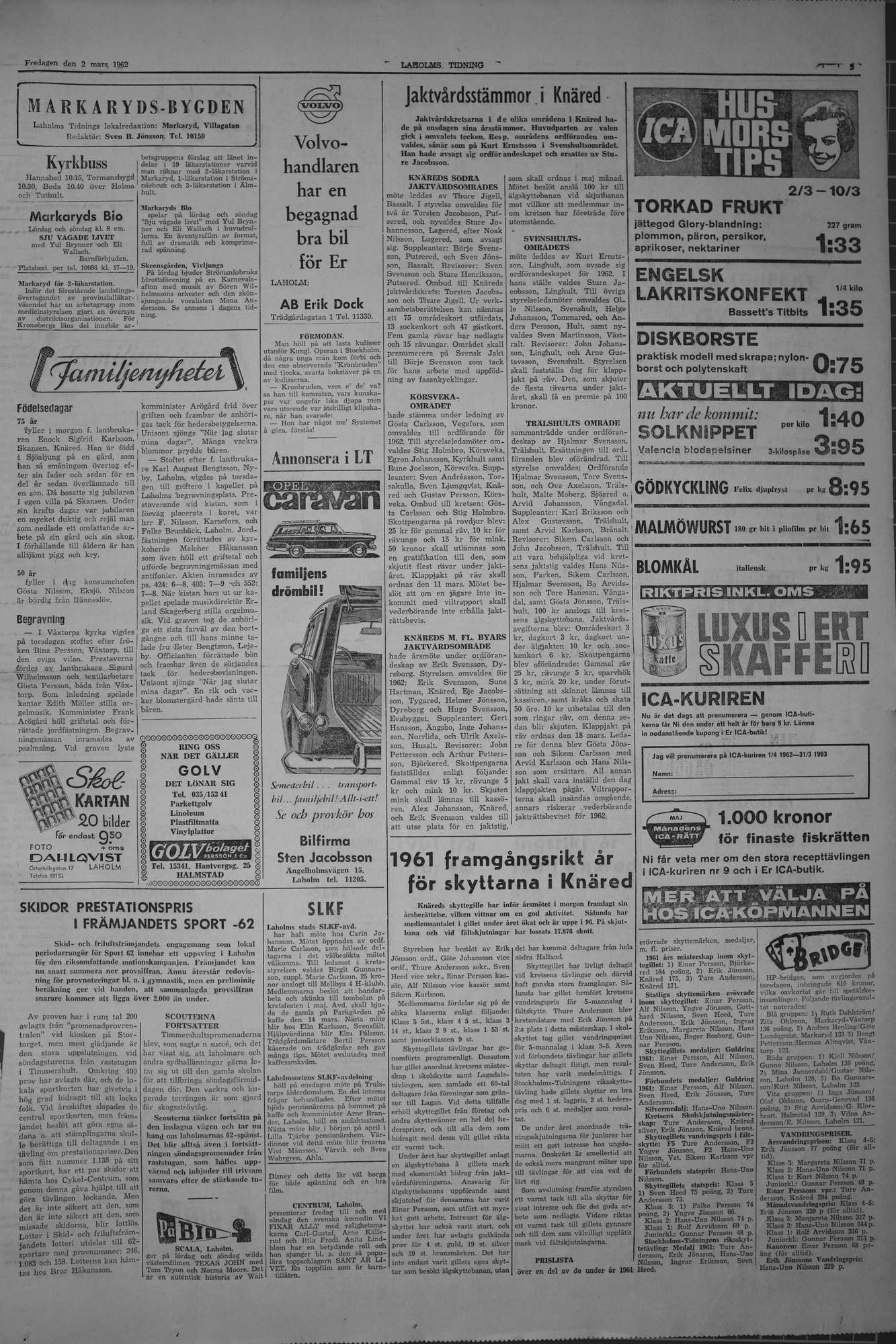 Laholms Tidning Fredag 2 mars 1962, sida 3