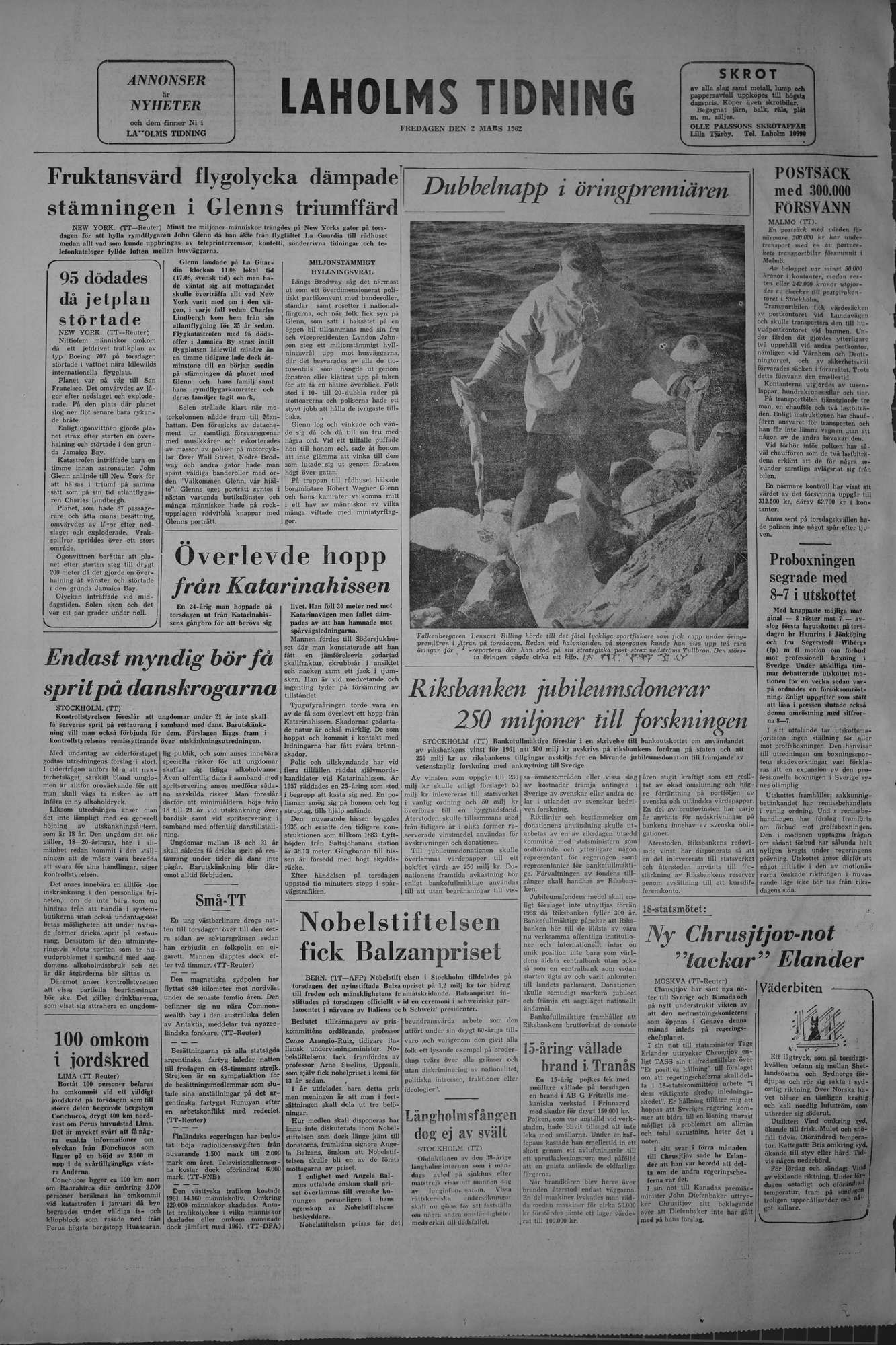 Laholms Tidning Fredag 2 mars 1962, sida 8