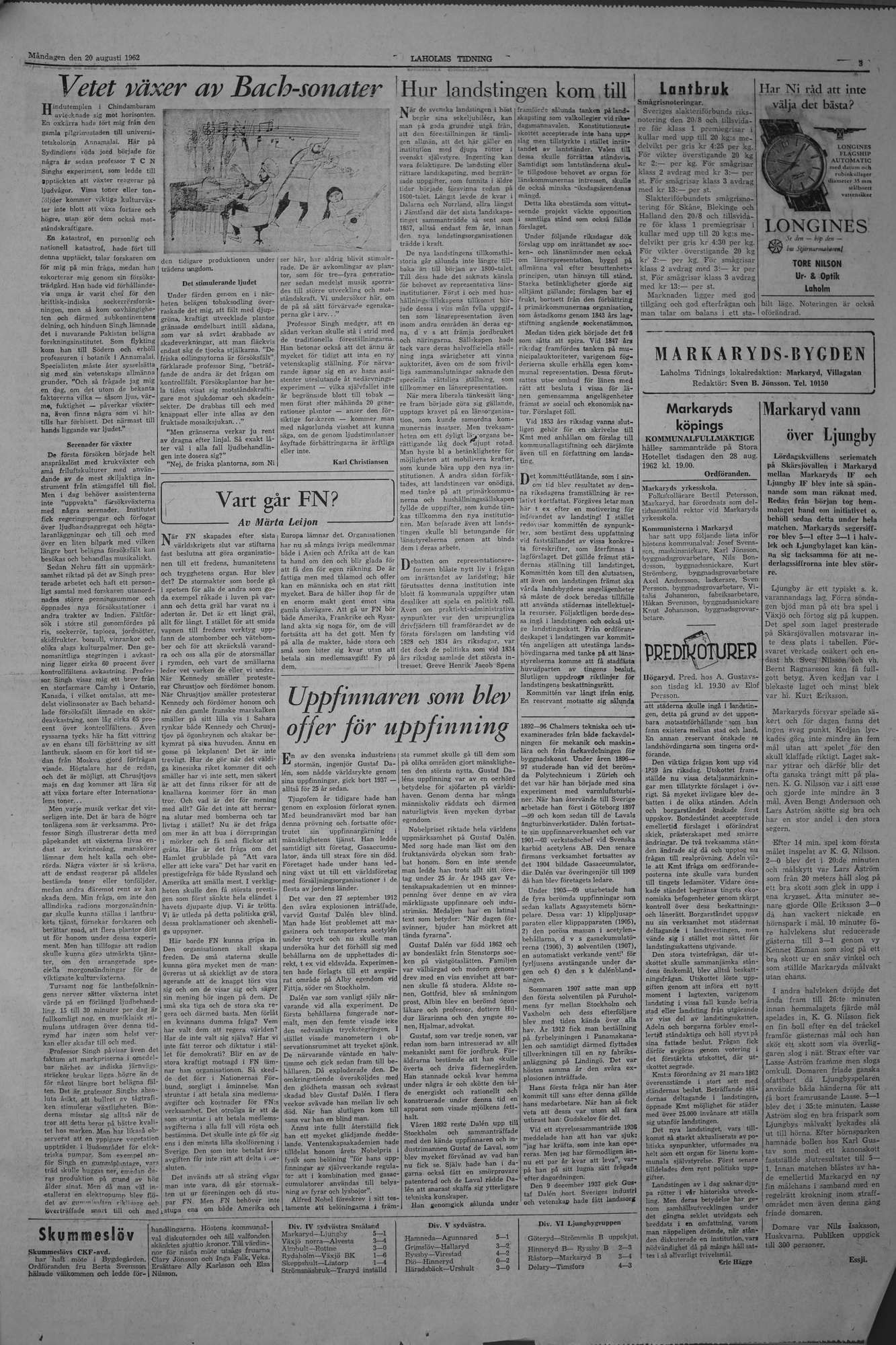 Laholms Tidning Måndag 20 augusti 1962, sida 3