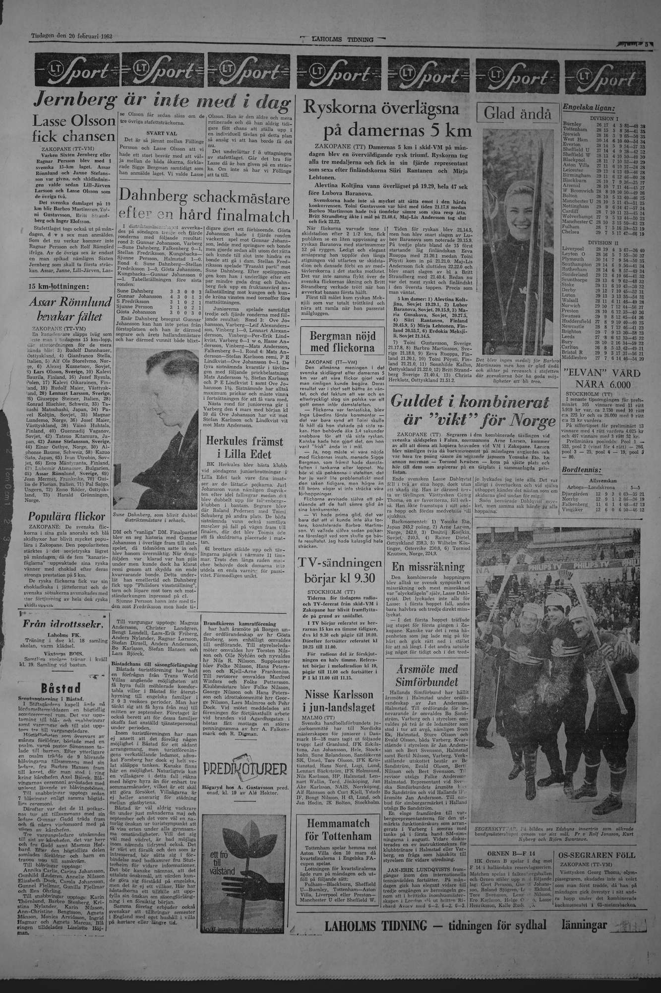 Laholms Tidning Tisdag 20 februari 1962, sida 5