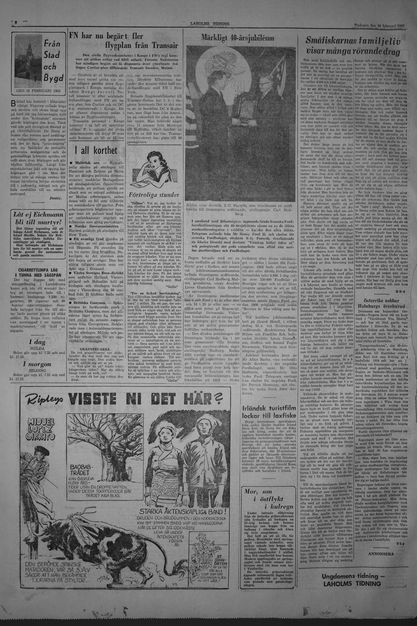 Laholms Tidning Tisdag 20 februari 1962, sida 6