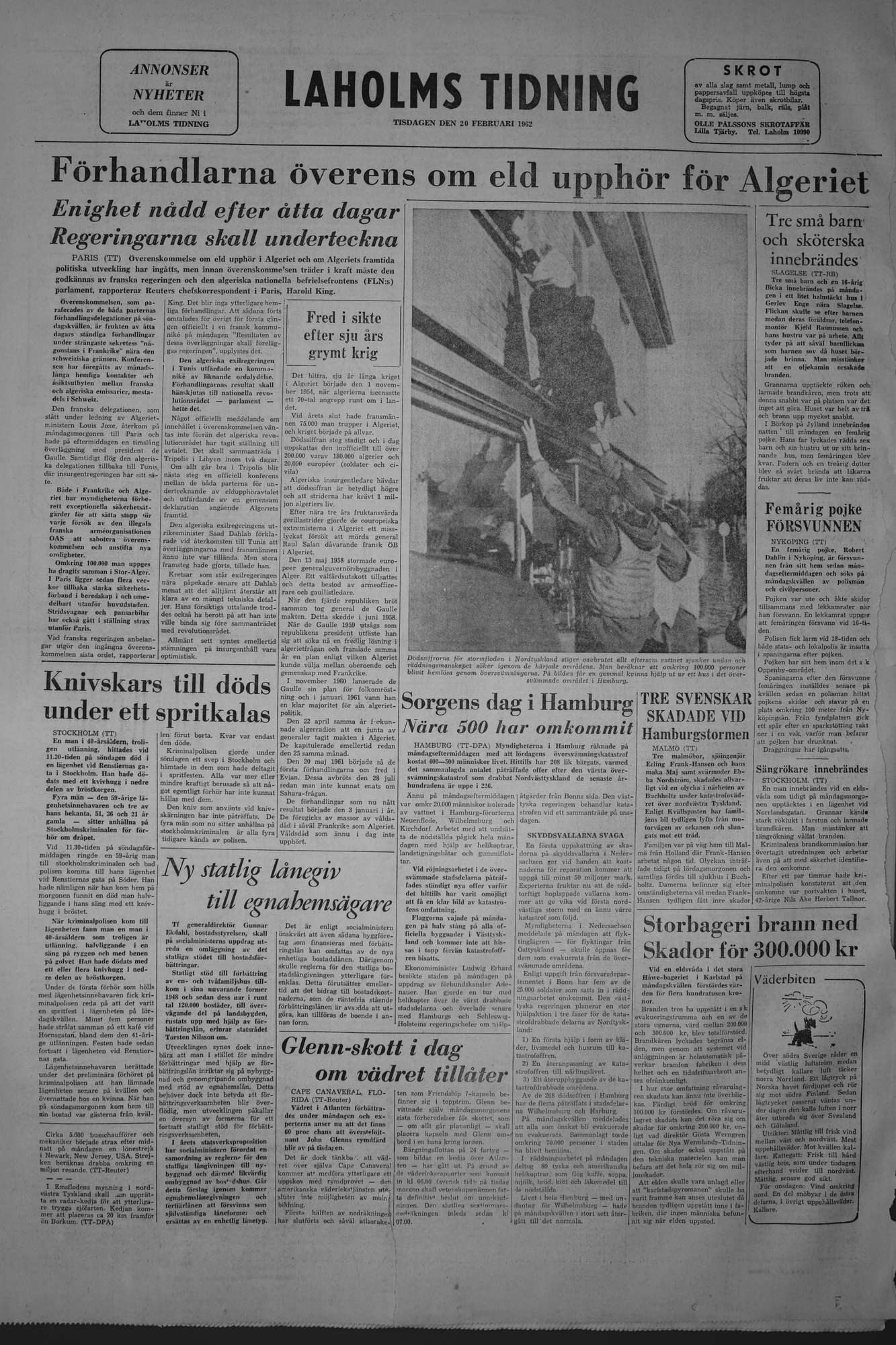 Laholms Tidning Tisdag 20 februari 1962, sida 8