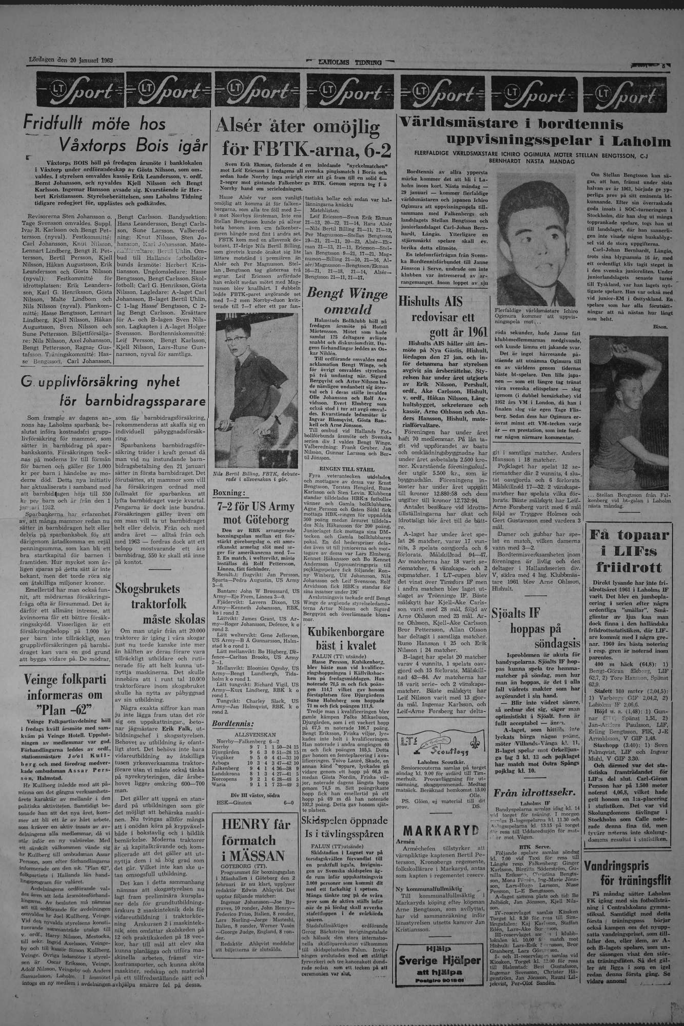 Laholms Tidning Lördag 20 januari 1962, sida 5