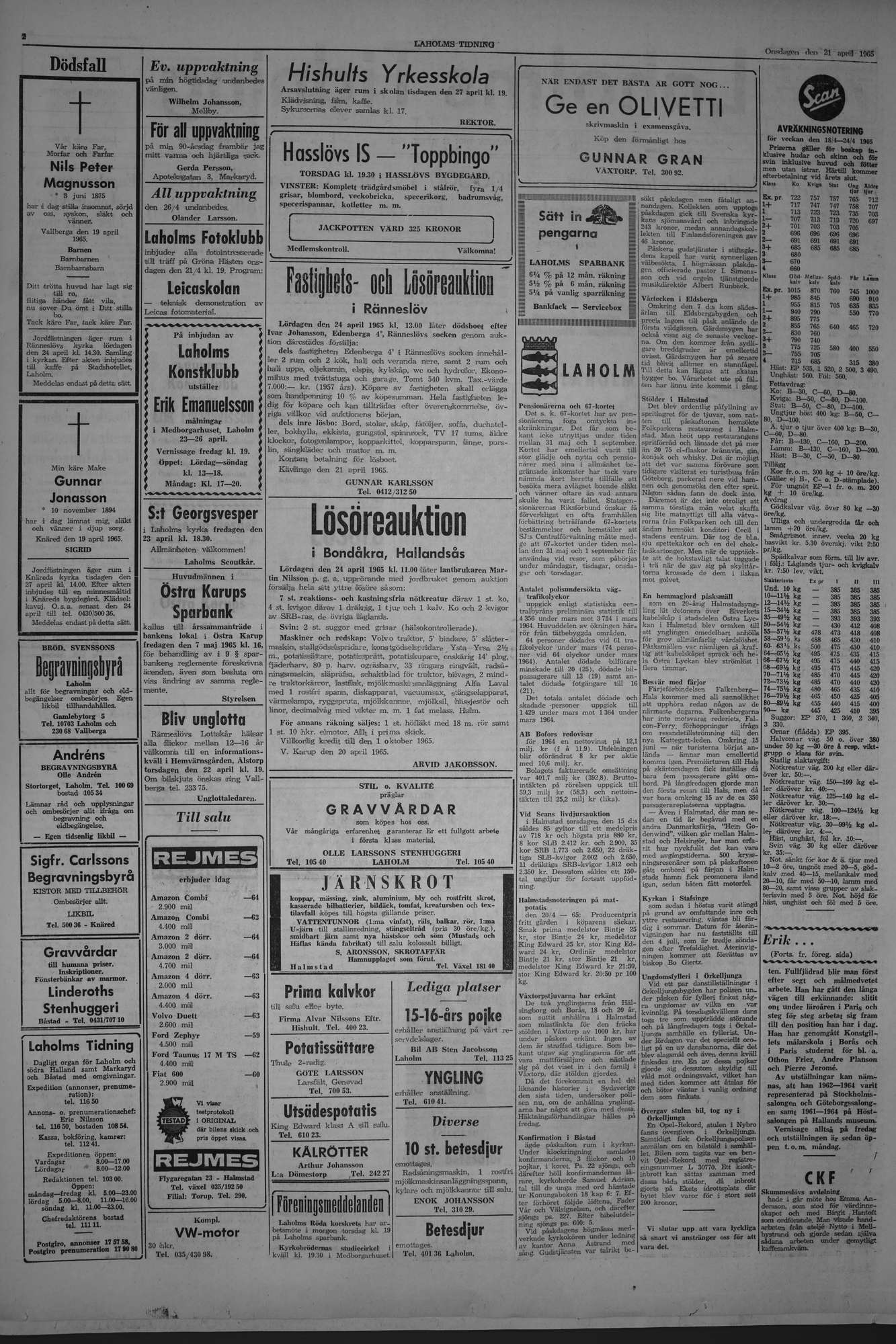 Laholms Tidning Onsdag 21 april 1965, sida 2