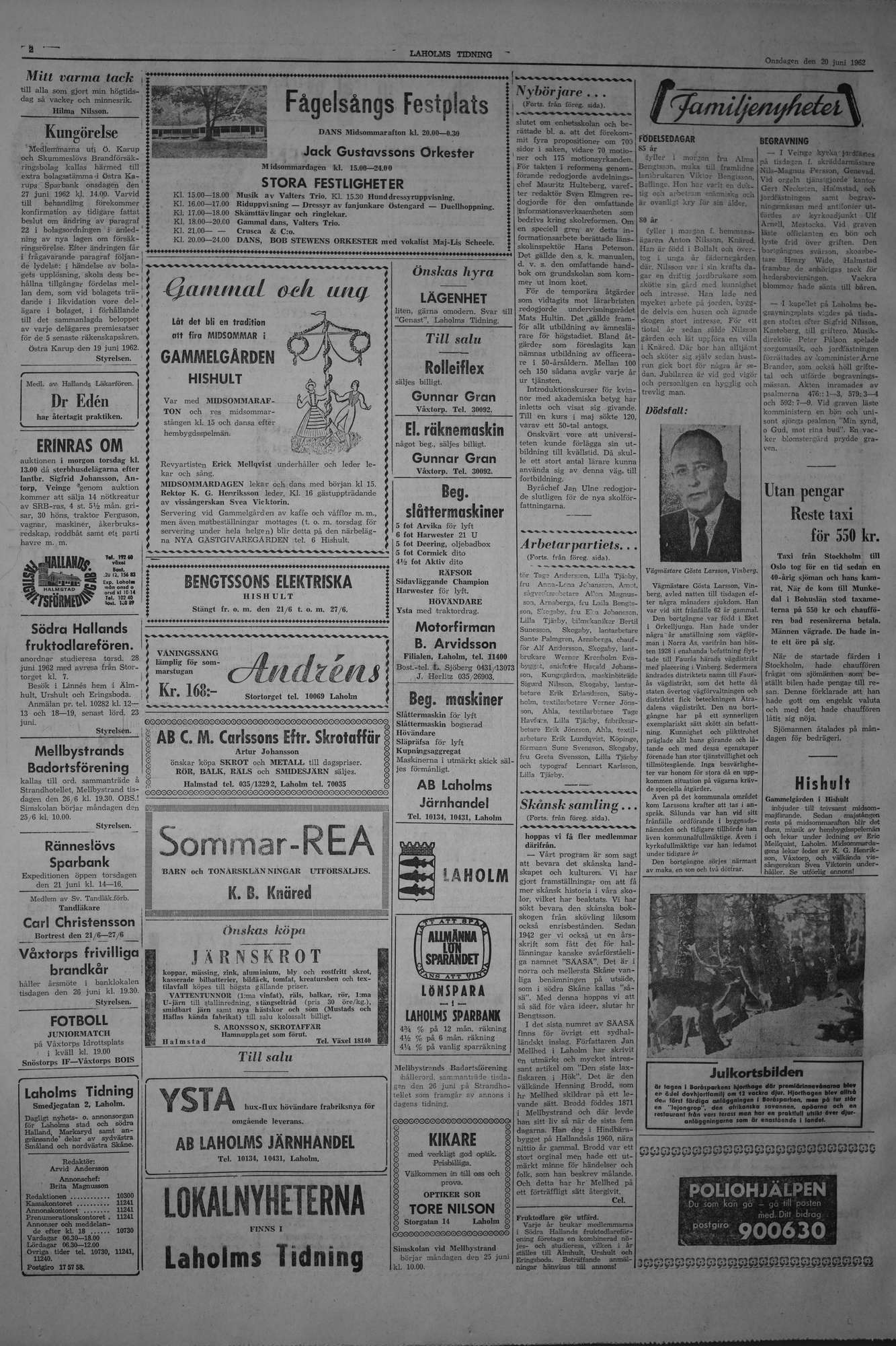 Laholms Tidning Onsdag 20 juni 1962, sida 2