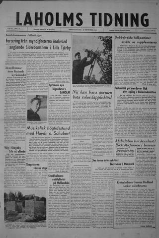 Förstasidan, Torsdag 20 september 1962