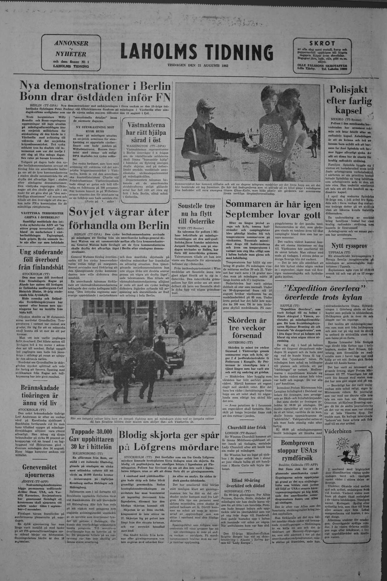 Laholms Tidning Tisdag 21 augusti 1962, sida 8