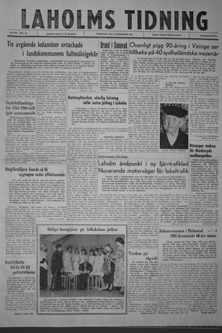 Förstasidan, Fredag 21 december 1962