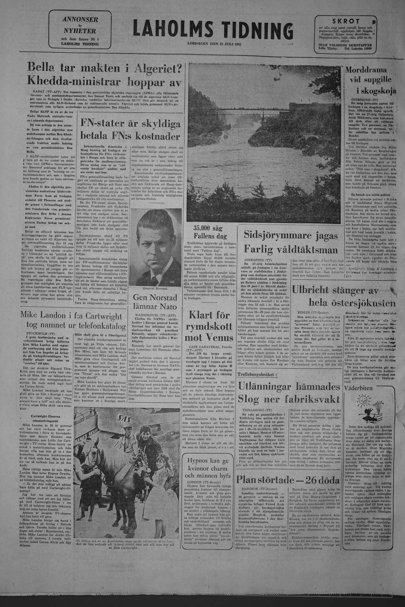 Laholms Tidning Lördag 21 juli 1962, sida 8