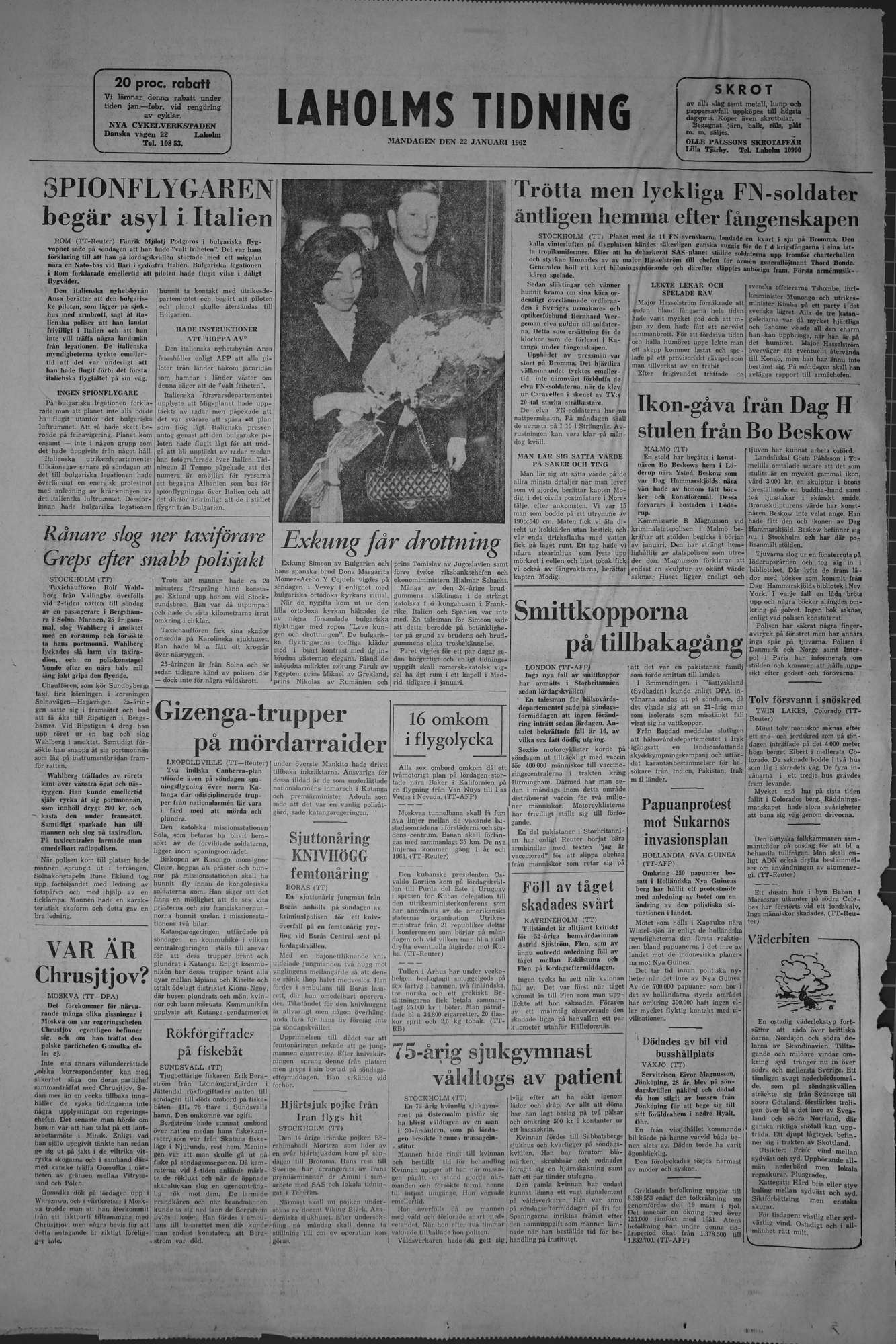 Laholms Tidning Måndag 22 januari 1962, sida 8