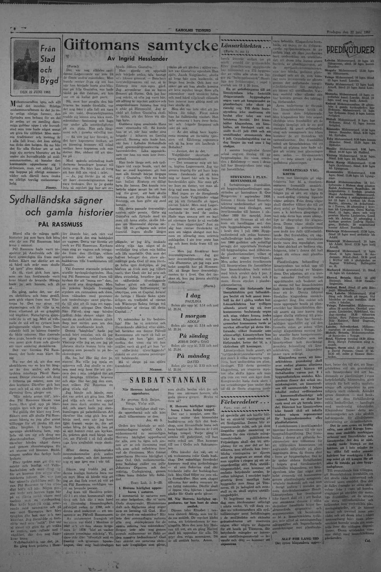 Laholms Tidning Fredag 22 juni 1962, sida 6
