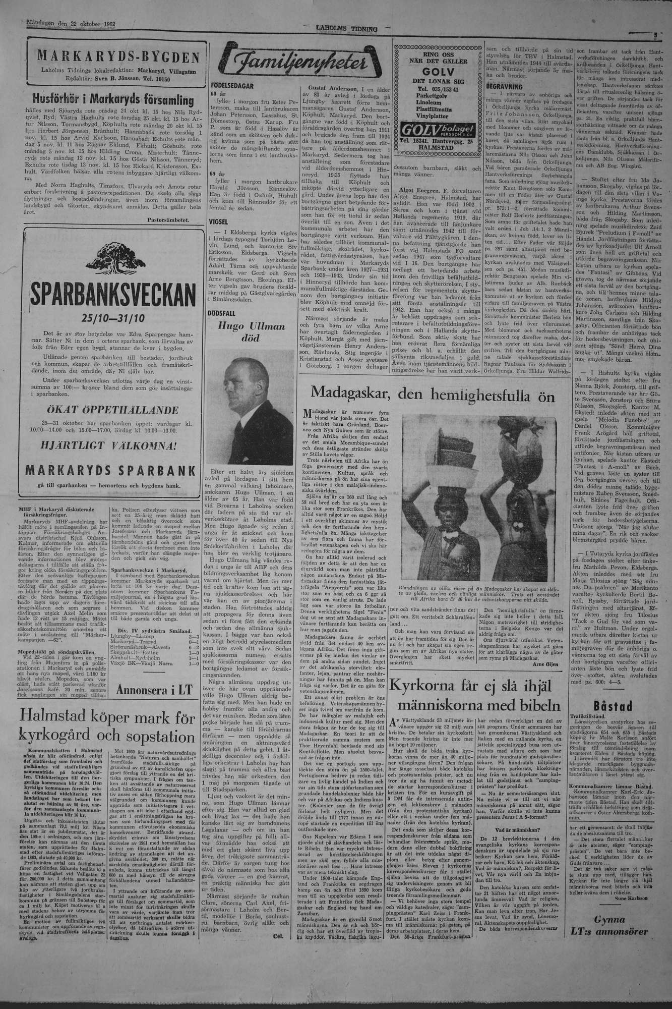 Laholms Tidning Måndag 22 oktober 1962, sida 3